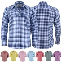 German Wear Trachtenhemd GW120x Trachtenhemd Langarm hemd Trachtenmode Hemd blau L