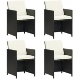 vidaXL Garten-Essstühle mit Kissen 4 Stk. Schwarz Poly Rattan