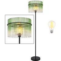 GLOBO LED Stehlampe Stehleuchte Deckenfluter Wohnzimmerlampe grün schwarz Glasstäbe,