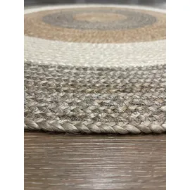 Myflair Teppich "Terra Rings", beige (natur, beige, taupe), H:10mm Ø:100cm, Jute, MYFLAIR MÖBEL & ACCESSOIRES, Teppiche, Teppich, Juteteppich, handgeflochten, Wendeteppich, gestreift, reine Naturfaser