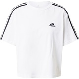 adidas Essentials 3-Stripes Single Jersey Crop T-Shirt Damen, Shirt 3-Streifen WHITE/BLACK, M