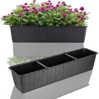 Blumenkasten Balkonkasten Pflanzkasten Pflanzkübel Rattan 70 cm Anthrazit