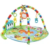Chipolino Spielbogen, Krabbeldecke Happy Känguru Piano Spiegel 4 hängende Tiere blau