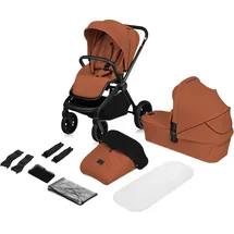lionelo Mika Plus 2-in-1 Buggy 0-48 Monate (22kg), XXL-Verdeck mit UPF50+, 3-stufige Verstellung des Elterngriffs - Brown Rust - Braun
