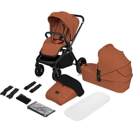 lionelo Mika Plus 2-in-1 Buggy 0-48 Monate (22kg), XXL-Verdeck mit UPF50+, 3-stufige Verstellung des Elterngriffs - Brown Rust - Braun