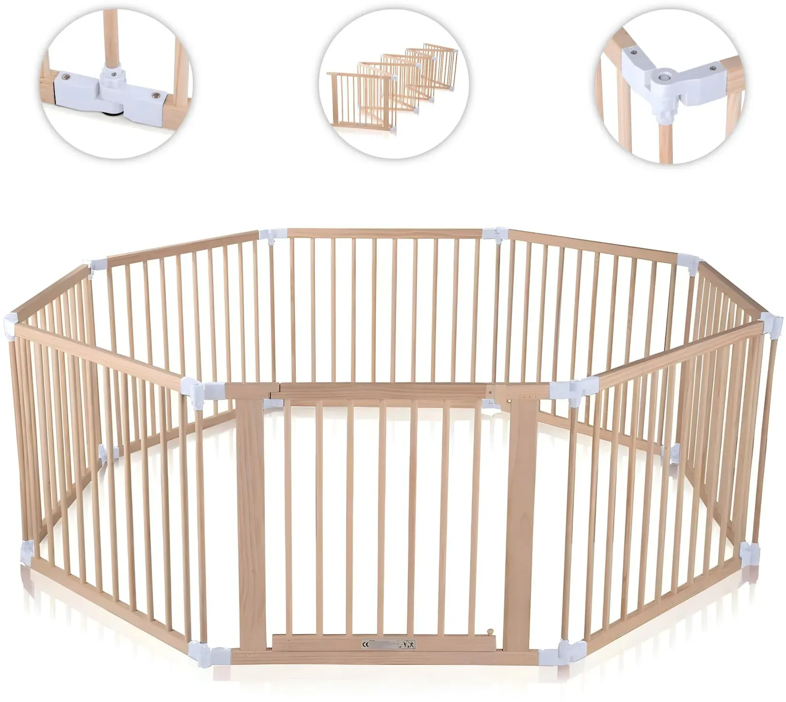 Baby Vivo Laufgitter aus Holz 8 Elemente - individuell verstellbar - PREMIUM in Weiß