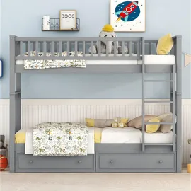 modfu Etagenbett MODFU 90 x 200 cm Kiefer grau