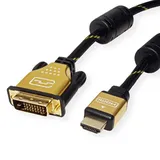 Roline DVI-HDMI Kabel 5 m Gold/Schwarz