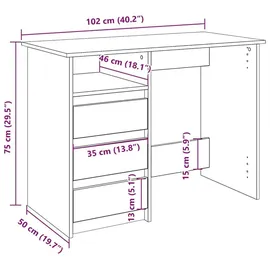 vidaXL Schreibtisch Schwarz 102x50x75 cm Holzwerkstoff