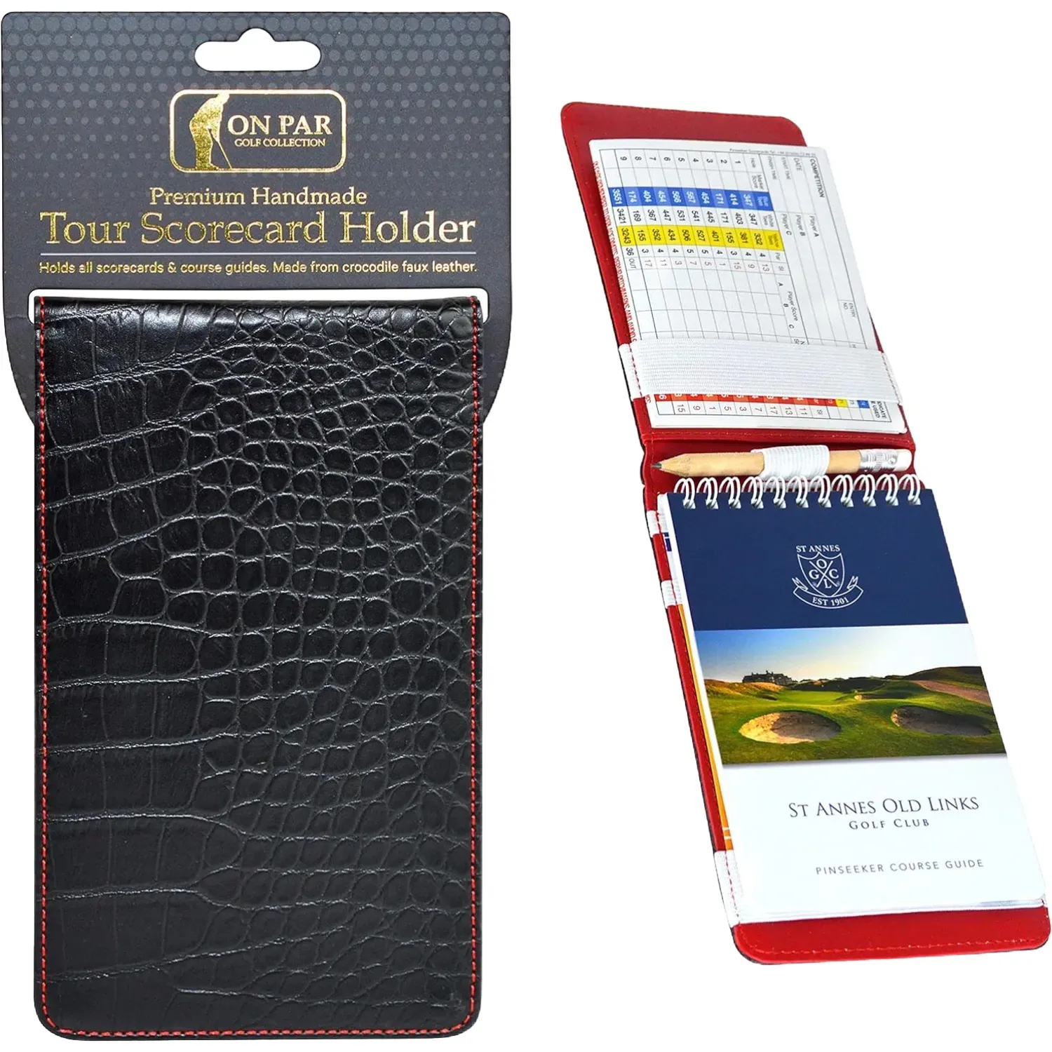 ON PAR Scorekartenmappe Crocodile Golf, schwarz/rot