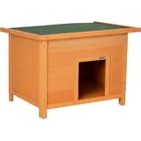 Hundehütte Outdoor, Hundehaus Aus Holz Mit Aufklappbares Asphaltdach, Wasserdichte Hundehöhle Mit Erhöhter Boden Hütte Für Kleine Hunde, Gelb, 82 X 58 X 58 Cm