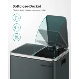 Songmics Mülleimer Abfalleimer, 30L, ergonomisch, Stahl - Blau