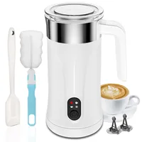 Ovetedot Milchaufschäumer, 4-in-1 Milchaufschäumer Elektrischer für Heißen und Kalten Milchschaum, 300ml Automatische Abschaltung für Kaffee Latte, Macchiato, Cappuccino(Perlmuttweiß)