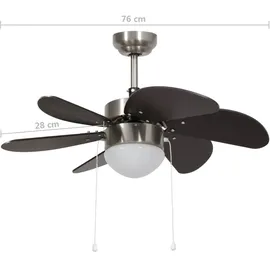 vidaXL Deckenventilator mit Lampe 76 cm Dunkelbraun