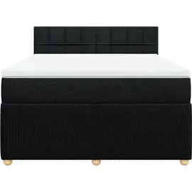 vidaXL Boxspringbett mit Matratze Schwarz 140x200 cm Stoff
