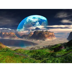 Fototapete PAPERMOON "PLANETEN-FUTURISTISCH WELTRAUM MOND GALAXIE UNIVERSUM", bunt, B:3,00m L:2,23m, Vlies, Tapeten