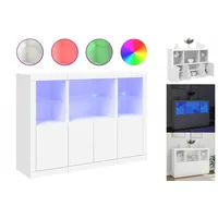 VidaXL Sideboards mit LED-Leuchten 3 Stk. Weiß Holzwerkstoff