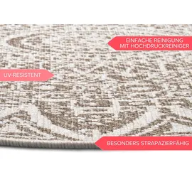 freundin Home Collection Teppich Lilja Wendeteppich", weiß Linen weiß), H:5mm Ø:100cm, Polypropylen (PP), freundin Home Collection Teppiche, Teppich, In-& Outdoor, beidseitig, Wetterfest, Balkon, Garten, Wohnzimmer