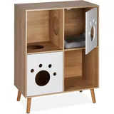 Relaxdays Katzenschrank XXL 96 x 75 x 40 cm Weiß