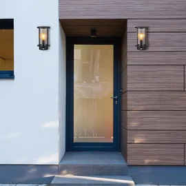 GLOBO Wandleuchte Außenlampe Fassadenleuchte Bewegungsmelder Glas Rauch Edelstahl Gartenleuchte, 1x E27, Hxb in cm: 25,2x14,3