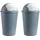 Home4You Abfalleimer 2er Set 50 Liter, Ø 40 cm - Pastellblau - Kunststoff - - Blau/Weiß