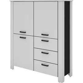 byLIVING Highboard 120 x 137 x 40 cm Schwarz/Weiß