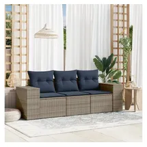 vidaXL Gartensofa-Set 3-tlg. grau Polyrattan