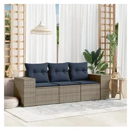 vidaXL Gartensofa-Set 3-tlg. grau Polyrattan