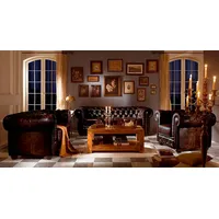 JVmoebel Chesterfield-Sofa Edle Polster Sofa Couch Garnitur Leder Sofas Couchen 3+2+1, Made in Europa braun