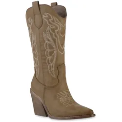 Damen Cowboystiefel in Khaki