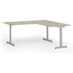 Bürotisch PRIMO BETA L, 1800 x 1800 mm, graues Untergestell, Eiche natur