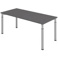Hammerbacher YS19 höhenverstellbarer Schreibtisch grafit rechteckig, 4-Fuß-Gestell silber 180,0