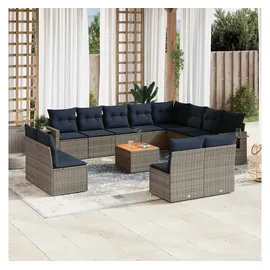 vidaXL Gartensofa-Set 13-tlg. grau Polyrattan