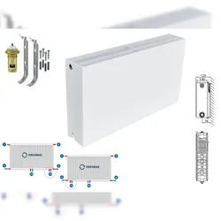 Planheizkörper Mittelanschluss Kompakt & Ventilheizkörper Typ 33 400x2000 & Halt
