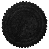 Circle Badematte mit Häkelmuster, Baumwolle, saugfähig, weich, wendbar, gewebt, schwarz, rund, 61 cm