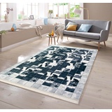 TeppichHome24 Teppich Kuhfell Imitat Teppich Patchwork in Schwarz Grau Weiß, rechteckig grau|schwarz 120 cm x 160 cm