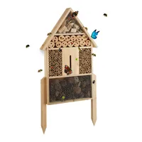 Relaxdays Insektenhotel L stehend, Nisthilfe für Bienen, Florfliegen, Marienkäfer, Holz, HxBxT: 60,5 x 37 x 9 cm,