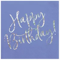 Partydeco Partydeco, Servietten Happy Birthday 33x33cm/20St. Blau