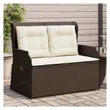 furnicato Gartenbank Verstellbar mit Kissen Braun Poly Rattan braun