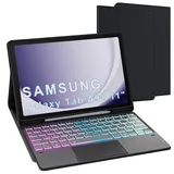 Schutzhülle für Samsung Galaxy Tab A9 + 11 Zoll mit abnehmbarer Tastatur – Französische AZERTY-Tastatur, 3 Zonen, 7 Farben, DIY mit Touchpad – Tastaturhülle für Galaxy Tab A9 Plus 11 Zoll 2023