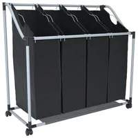 vidaXL 4 Fächer Schwarz Wäschesortierer