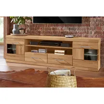 OTTO home Ribe Lowboard 180 cm Braun Glas/Holz/Massivholz