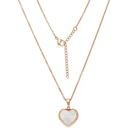 Edelstahlkette VIVANCE "Herz", rosa, Halsketten, Damen, Edelstahl, Edelstahlkette