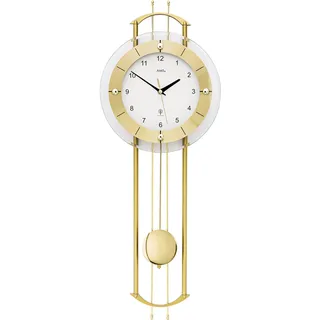 AMS Pendeluhr 5257, Funkuhr, modern, aus Aluminium, mit Mineralglas, Gold
