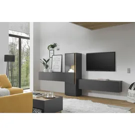 Home Affaire Wohnwand City/Giron, moderne Anbauwand, Komplettset in vielen Farben verfügbar, (Set, 3-St), enthält eine Vitrine & zwei Hängeschränke grau