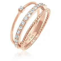Elli Ring 925 Sterling Silber Ring Set in Rosa | Gr.: 52