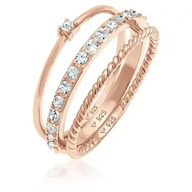 Elli Ring 925 Sterling Silber Ring Set in Rosa | Gr.: 52