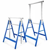 Randaco 2x Gerüstbock Höhenverstellbar 80-130 Cm, Klappbarer Arbeitsbock Aus Stahl, Montagebock Blau/zink