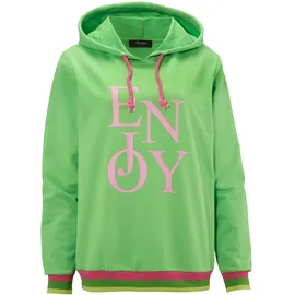 Aniston CASUAL Sweatshirt mit "ENJOY"-Schriftzug Grün/Rosa 44