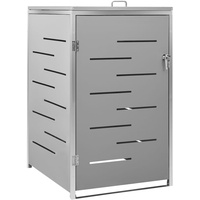 Hommdiy Mülltonnenbox für 1 Tonne 69x77,5x115 cm Edelstahl,Mülltonnenverkleidung Gartenbox Müllcontainer (Grau)